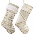 thumbnail image 1 of wonima02 Christmas Stockings Decorations, 21 Inch Fabric 2 Pack White Gold Corrugation Exquisite Plush Personalized Fireplace Hanging Ornament for Holiday Xmas Party Decor, 1 of 1