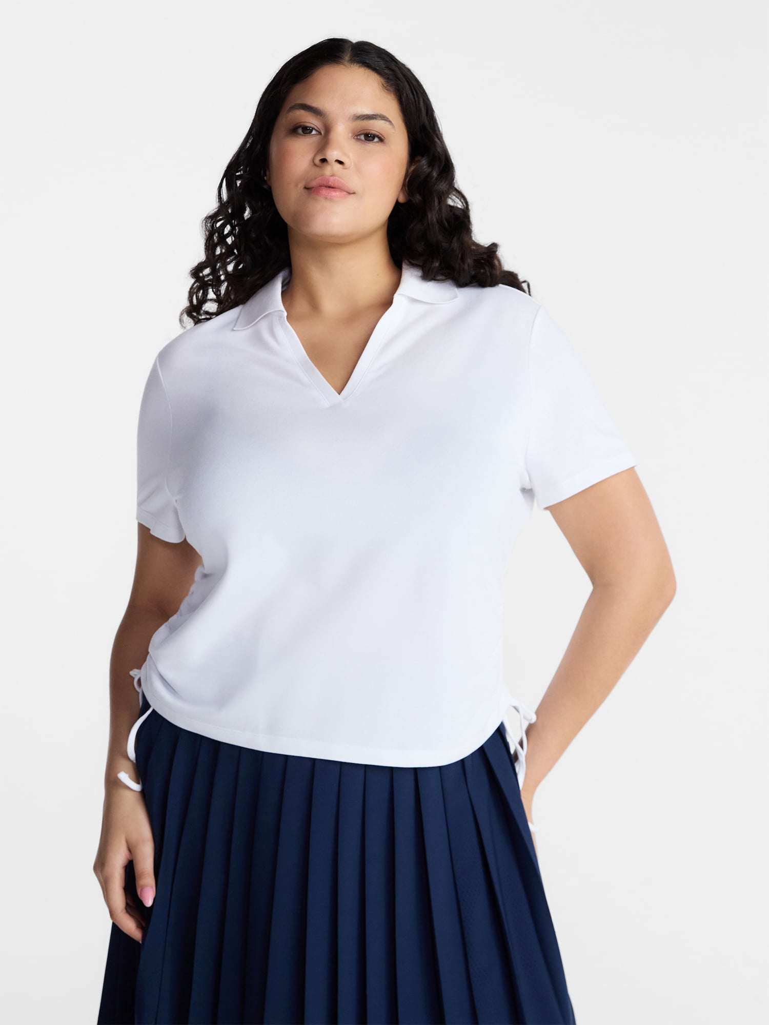 Avia Women's Cinched Side Pique Polo Shirt, Sizes XS-XXXL