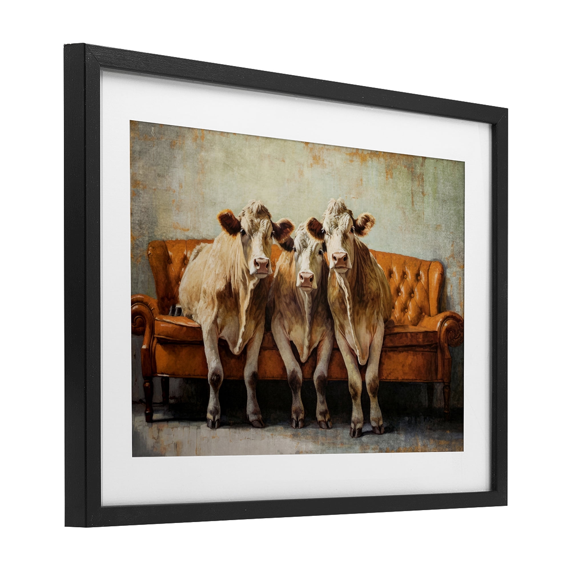 Stupell Industries Cows Just Chillin' Black Framed Print Under Glass, design by Tina LeCour