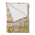 thumbnail image 2 of Brick Wall Soft Flannel Fleece Blanket, Ground Creepy Climbing Wood Ivy Plant Leaf on Brick Wall Nature Flower Invasion, Cozy Plush for Indoor and Outdoor Use, 50" x 60", Green White, by Ambesonne, 2 of 5