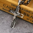 thumbnail image 3 of JESUS Cross Stainless Steel Christ Cross Necklace Mens Crucifix Metal Pendant, 3 of 4