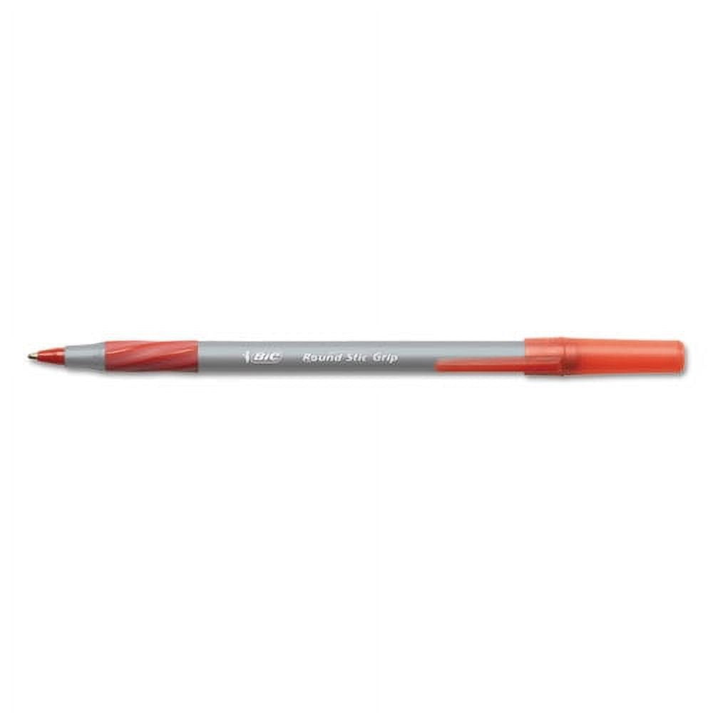 Round Stic Grip Xtra Comfort Ballpoint Pen, Easy-Glide, Stick, Medium 1.2 Mm, Red Ink, Gray/red Barrel, Dozen | Bundle of 10 Dozen