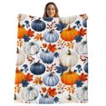 thumbnail image 2 of Thanksgiving Fleece Throw Blanket for Couch, Fall Orange Blue Pumpkin Maple Leaves Microfiber Flannel Blanket for All Season, Lightweight Soft Throw Blankets for Gifts, Home Decor, 32"x47", 2 of 9