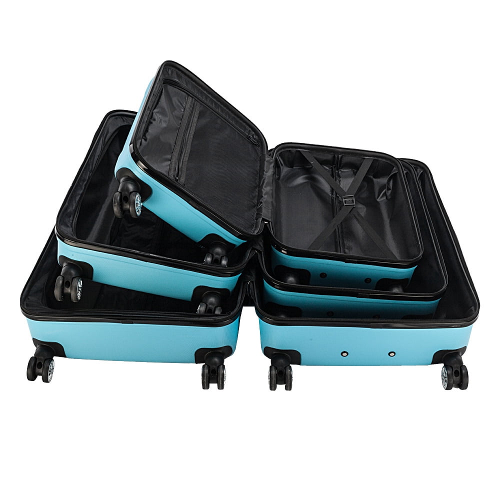 Tcbosik 3 Piece Set Traveling Luggage with Spinner Wheels, Multifunctional Expandable Checked Suitcase Set for Travel Business, 20"/24"/28", Blue