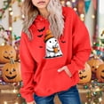 thumbnail image 2 of Kogui Kids Classic Cut Hooded Pullover For Girls, Trendy Halloween Printed Pattern, Daily All-match Holiday Tops (Red, 8-9 Years), 2 of 6