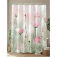 thumbnail image 4 of Fsddascl Pink Spring Floral Shower Curtain Set - Long 72" x 84" Washable Bathtub Curtain with 12 Hooks, Green Botanical Summer Watercolor Waterproof Fabric Stall Shower Curtains for Bathroom/Bathtub, 4 of 6