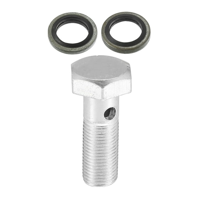 Unique Bargains 1 Set Car Brake Line Fitting Adapter 1.38' Length M10x1.0 Brake Line Thread Single Hollow Bolt