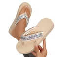 thumbnail image 4 of Rhinestone Sandals for Women Open Toe Platform Sandals Comfortable Summer Sparkly Casual Slip On Beach Slides Arch Support Slippers Wedding Party Dress Shoes 41, 4 of 9