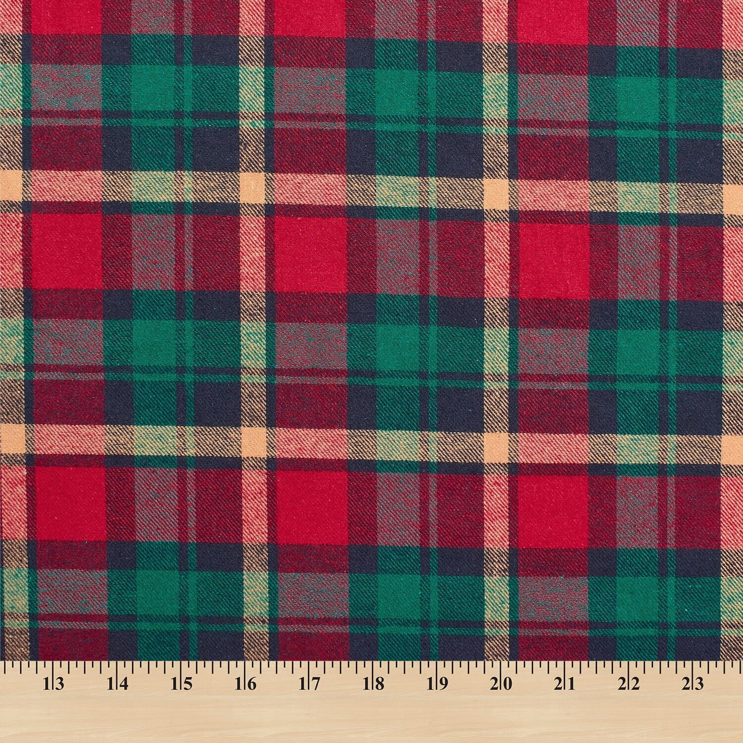 Flannel Brushed Tartan Plaid Fabric Geometric Hypoallergenic Cotton Stirling Yarn Dyed Fabric By The Yard To Sew Apparel, Décor, & More - Forest Green / Red (10 Yards)