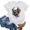thumbnail image 2 of Busydd Womens Summer Tops Skull Print T Shirts for Women Casual Short Sleeve Round Neck Graphic Tees Comfortable Cotton T-Shirts L, 2 of 6