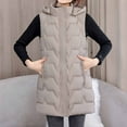 thumbnail image 2 of SELONE Womens Long Puffer Vest Cotton Zipper Detachable Hooded Jacket with Pockets Sleeveless Tops Solid Warm Outerwear, 2 of 9