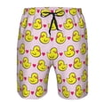 thumbnail image 3 of Cauagu Ducks And Pink Heart Print Men's Swim Trunks,Hawaiian Bathing Suit Swimsuits Beach Shorts with Pockets for Men Quick Dry Swimming Board Shorts-Small, 3 of 6