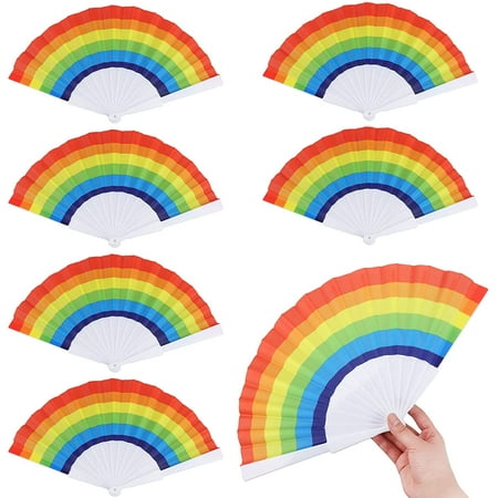 

7Pcs Rainbow Gay Pride Folding Hand Fan Handheld Fans for Event Cruise Club Music Festival Rave Parade Circuit Party Birthday Party