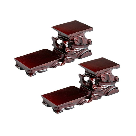 THY Collectibles Pack of 2 Oriental Rosewood 2-Plant Stands, Small Plant Stand for Indoor Tabletop Desktop, Mini Succulent Window Shelf, Herb Display Rack for Home and Office (L7.5 x W2.5 x H2.6)