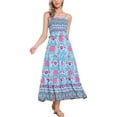 thumbnail image 2 of INSPIRAR CHIC Vestido Maxi Sin Mangas de Tirantes Espagueti con Volantes de Flores Bohemio para Mujeres M Azul Claro, 2 of 6