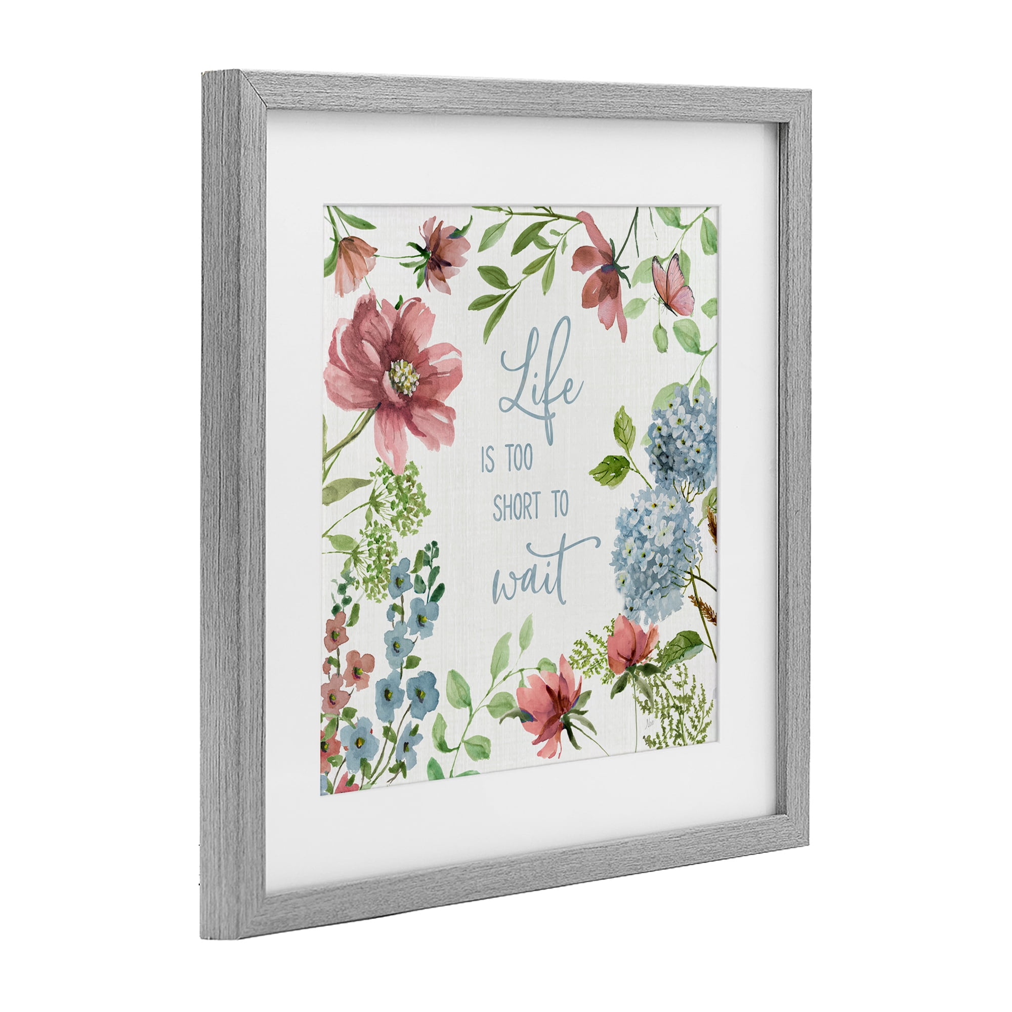 Stupell Industries Too Short To Wait Gray Framed Print Under Glass, design by Nan
