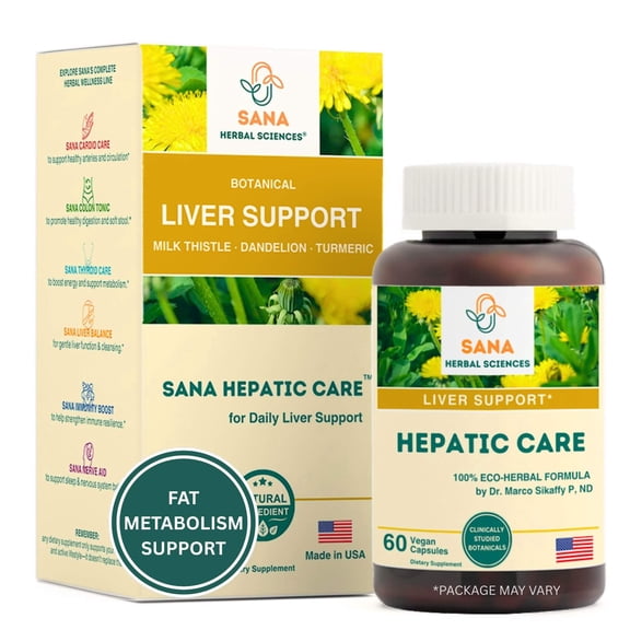 Liver Cleanse Supplement with Organic Milk Thistle, Turmeric & Dandelion Root | Botanical Liver Support, Detox & Repair | by Dr. Marco Sikaffy, Sana Herbal