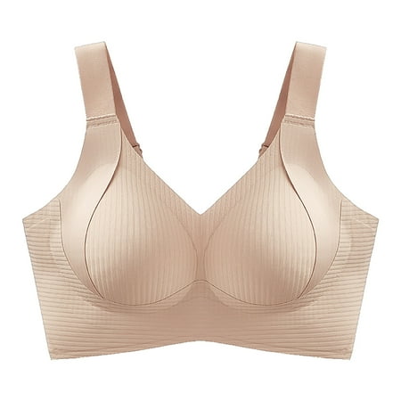 Cqxid525 Sports Bras for Women Underwear Women s Wide Straps Without Ring Gathered To Collect Side Breasts Large Size Tank Top Non Marking Bra M Beige