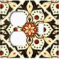 thumbnail image 4 of Metal Light Switch Plate Cover Red Yellow Mandala Flower Tile Pattern MDL028, 4 of 13