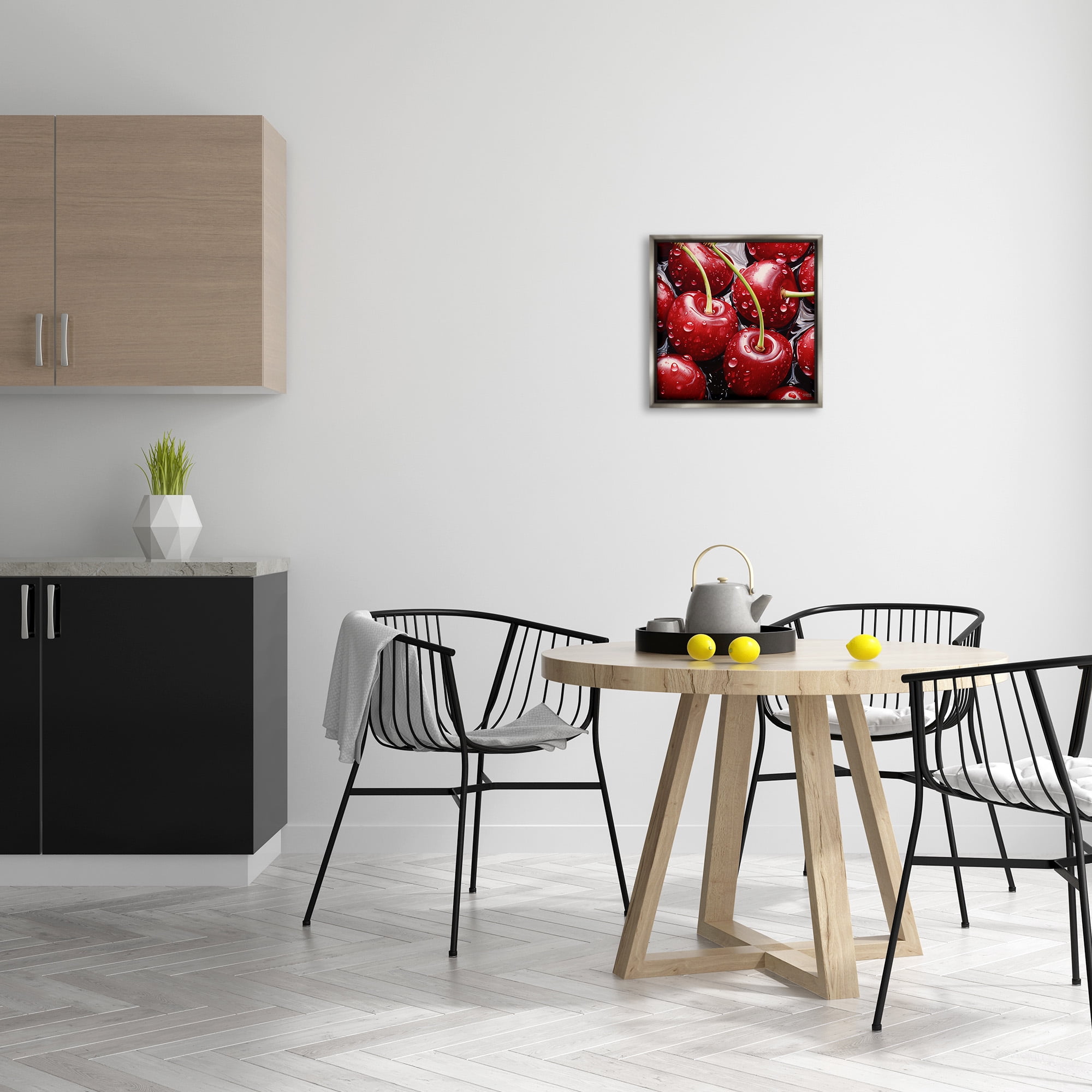 Stupell Industries Juicy Summer Cherries Food & Beverage Painting Gray Floater Framed Canvas Art Print Wall Art, 18 x 18