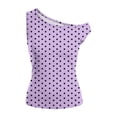 thumbnail image 5 of off Shoulder Tops for Women Cute Sleeveless Polka Dot Shirts Ruched Going Out Tank Top Clothes Purple, 5 of 6