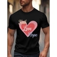 thumbnail image 2 of Men's T-Shirt Faith Love Hope Simple Heart Short Sleeve Casual Tee Classic Crew Neck T-Shirt for Men, Black L, 2 of 6