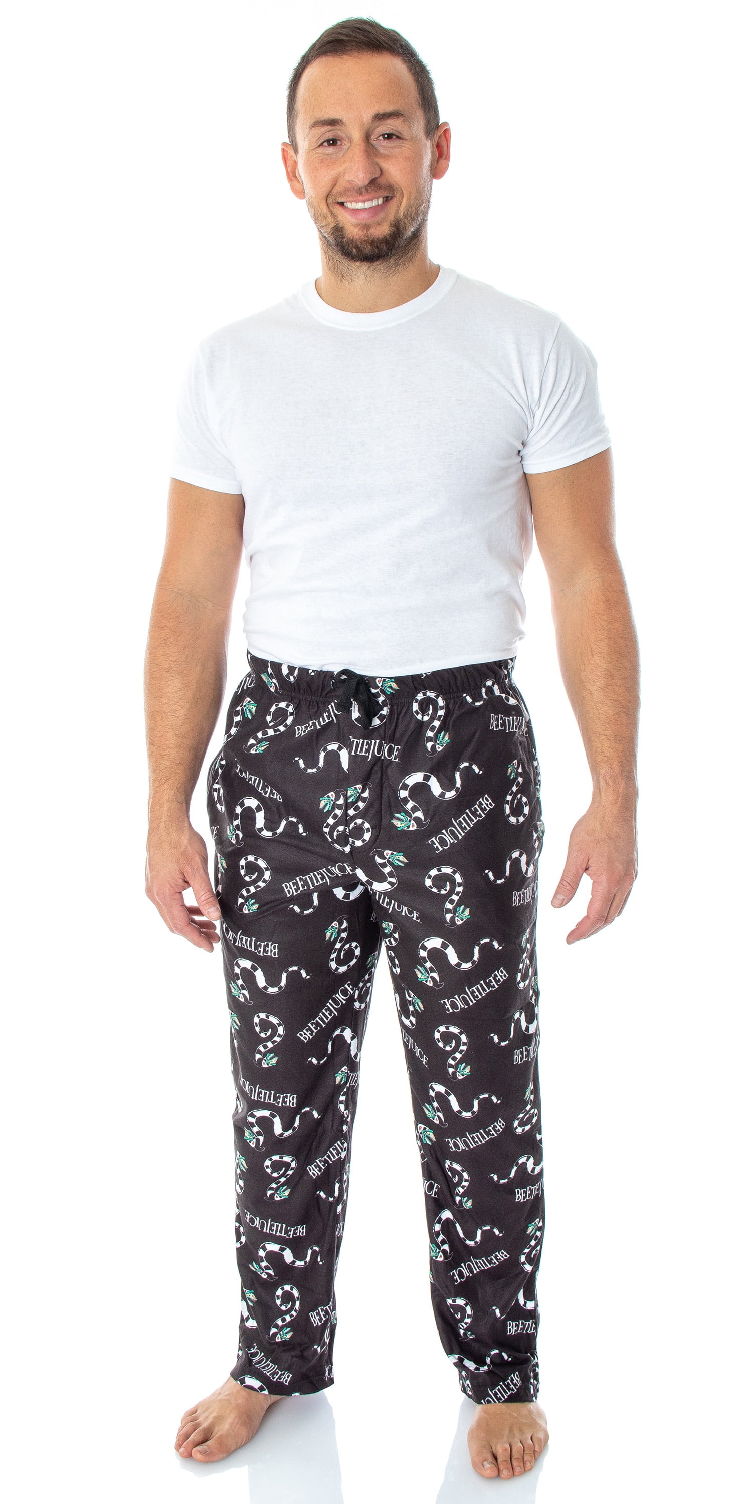 Beetlejuice Men's All-Over Print Sandworm Pattern And Logo Lounge Sleep Pajama Pants Sleepwear