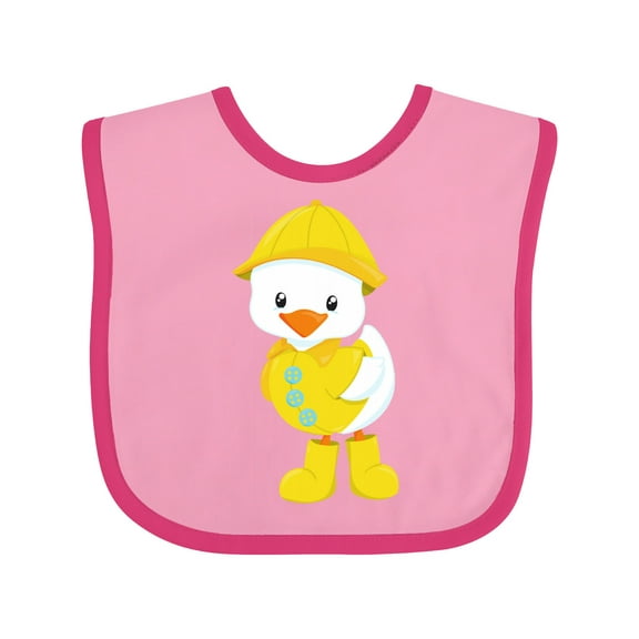 Inktastic Cute Duck, Baby Duck, Duck in Raincoat, Rain Boys or Girls Baby Bib