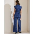 thumbnail image 4 of DARING DIVA Women's 2 Pcs Sleeveless Vest Wide Leg Pants S Navy Blue, 4 of 6