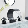 thumbnail image 2 of Bathroom Basin Sink Faucet Dual Handles 3 Holes Tap Deck Mounted Matte Black, 2 of 14