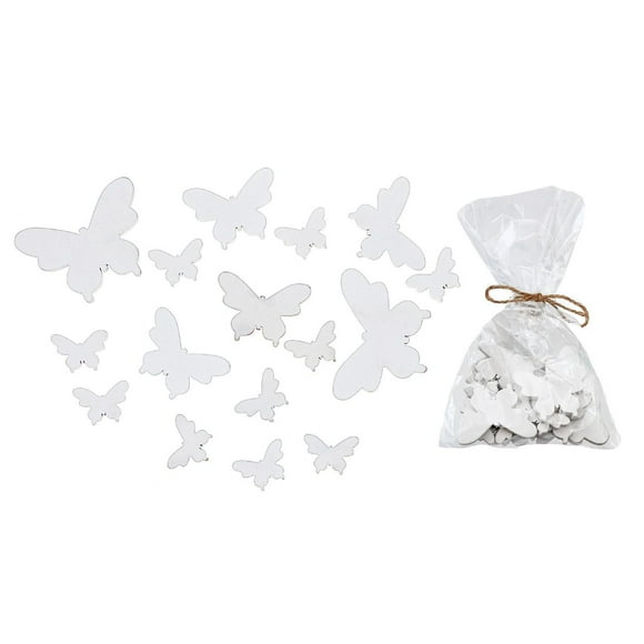 IH Casa Decor 16Pc Assorted Size Wood Ornaments Butterfly White - Set of 2