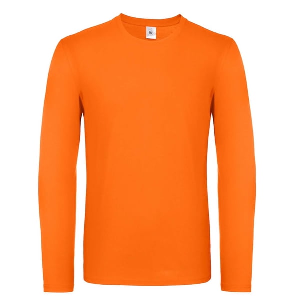 B&C- Camiseta de Manga Larga #E150 para Hombre (Naranja)
