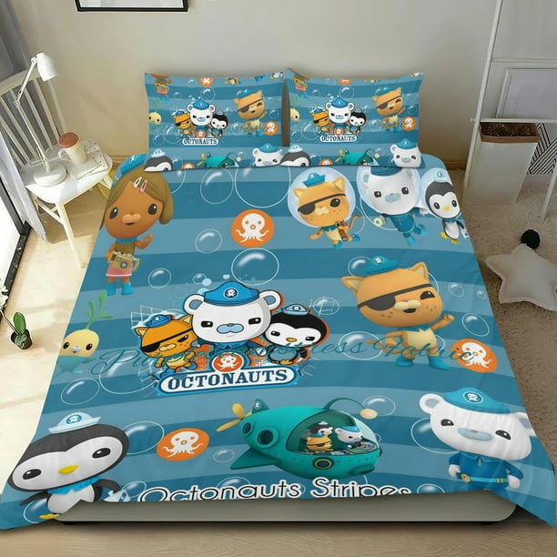 Octonautas Conjunto de sábanas temático, trío de piezas, cómodo y amigable con la piel, diseño único, regalo de decoración para el hogar para familiares, amigos y fans, 90 cm * 190 cm
