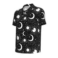 thumbnail image 3 of Daiia Crescent and Stars Pattern Men’s Polo Shirts,Solid Deck Shirt,Classic Fit, Breathable Cotton Polo for Casual and Sport Wear-Large, 3 of 9