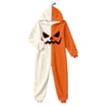thumbnail image 5 of Bainana Halloween Color Block Pajamas Fleece Romper For Kids Trendy Long Sleeve Face Print Hooded Jumpsuit Boys And Girls Theme Party Sleep Bodysuit, 5 of 5