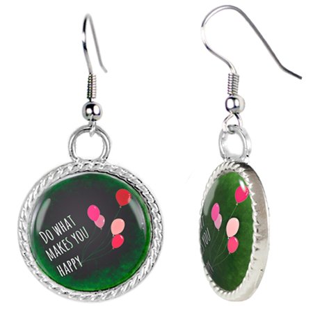 Do What Makes You Happy Illustration Quote with Balloons Earrings