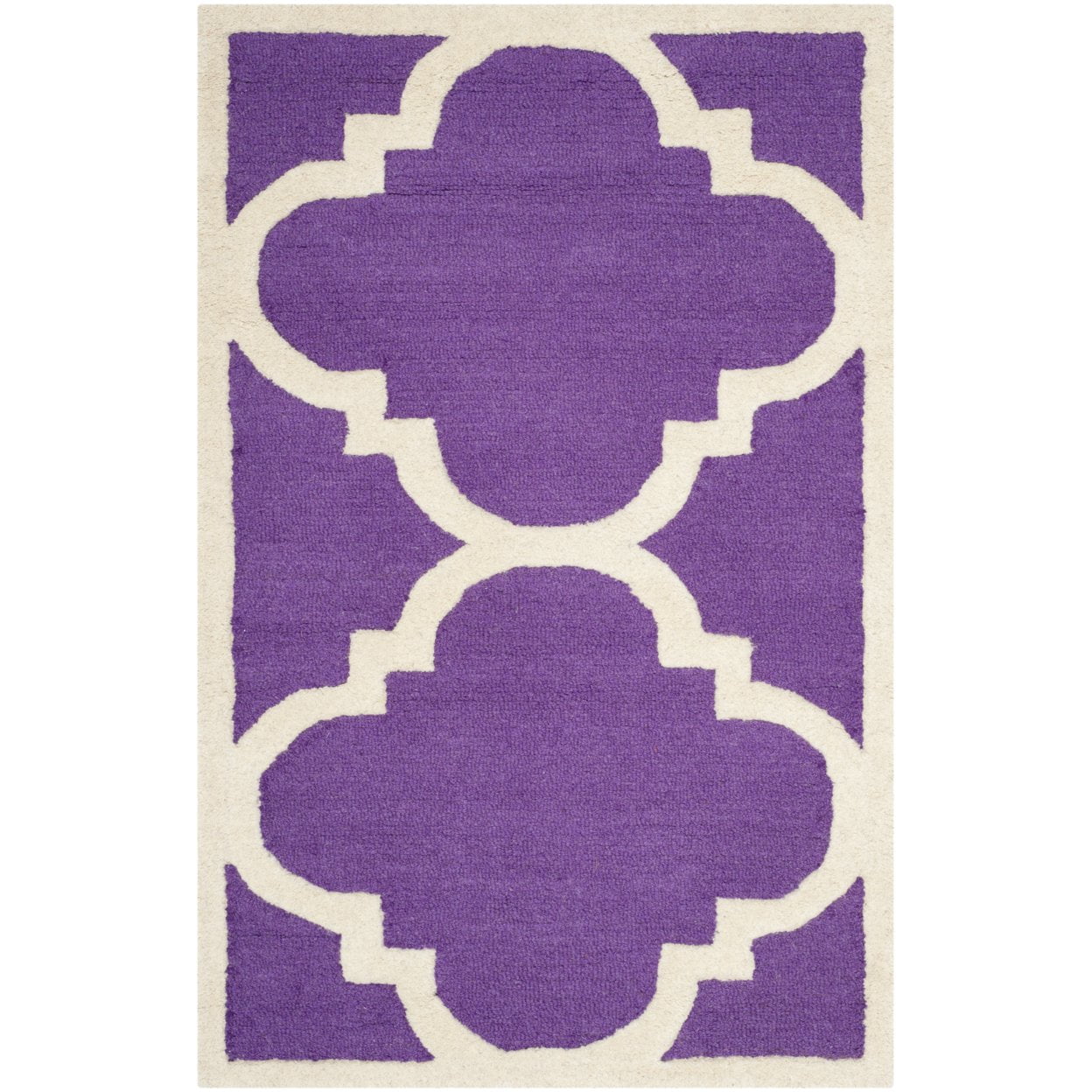 SAFAVIEH Cambridge Justine Geometric Quatrefoil Wool Runner Rug, Purple/Ivory, 2'6" x 8'