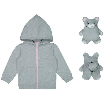 Packable Plush Critter Zip Up Hoodie (Toddler Girls)