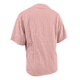 thumbnail image 6 of TrendOFT Womens Pullover Tops Solid Color Loose Fit Stand Collar Short Sleeve Casual Daily Soft Tops Pink XXL, 6 of 6