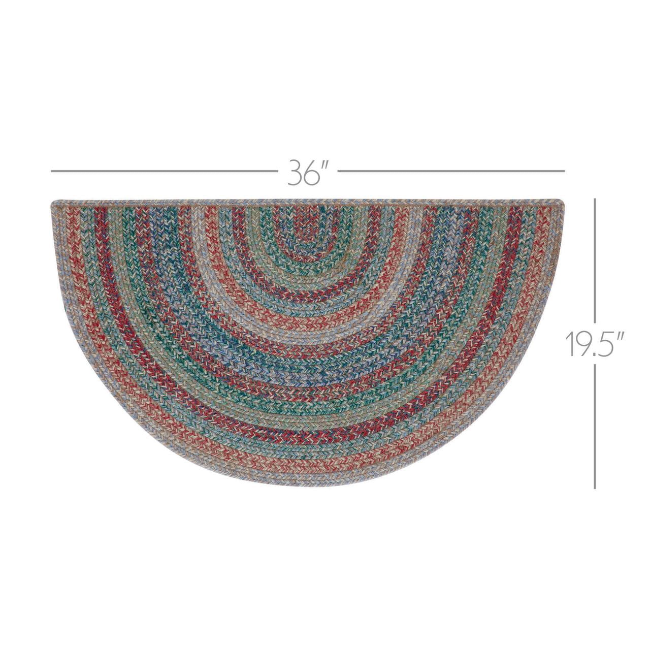 VHC Brands Multi Jute Rug Half Circle w/Pad 19.5x36