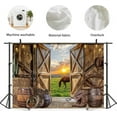 thumbnail image 4 of Western Cowboy Backdrop Photography Wild West Rustic Wooden Western Party Decorations Farmhouse Horse Barn Door Vintage Country Birthday Background Banner Photo Booth Props Supplies, 4 of 5