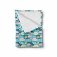 thumbnail image 2 of Clouds Soft Flannel Fleece Blanket, Meteorology Themed Graphic Design Clouds and Suns on a Background with Thin Stripes, Cozy Plush for Indoor and Outdoor Use, 70" x 90", Multicolor, by Ambesonne, 2 of 6