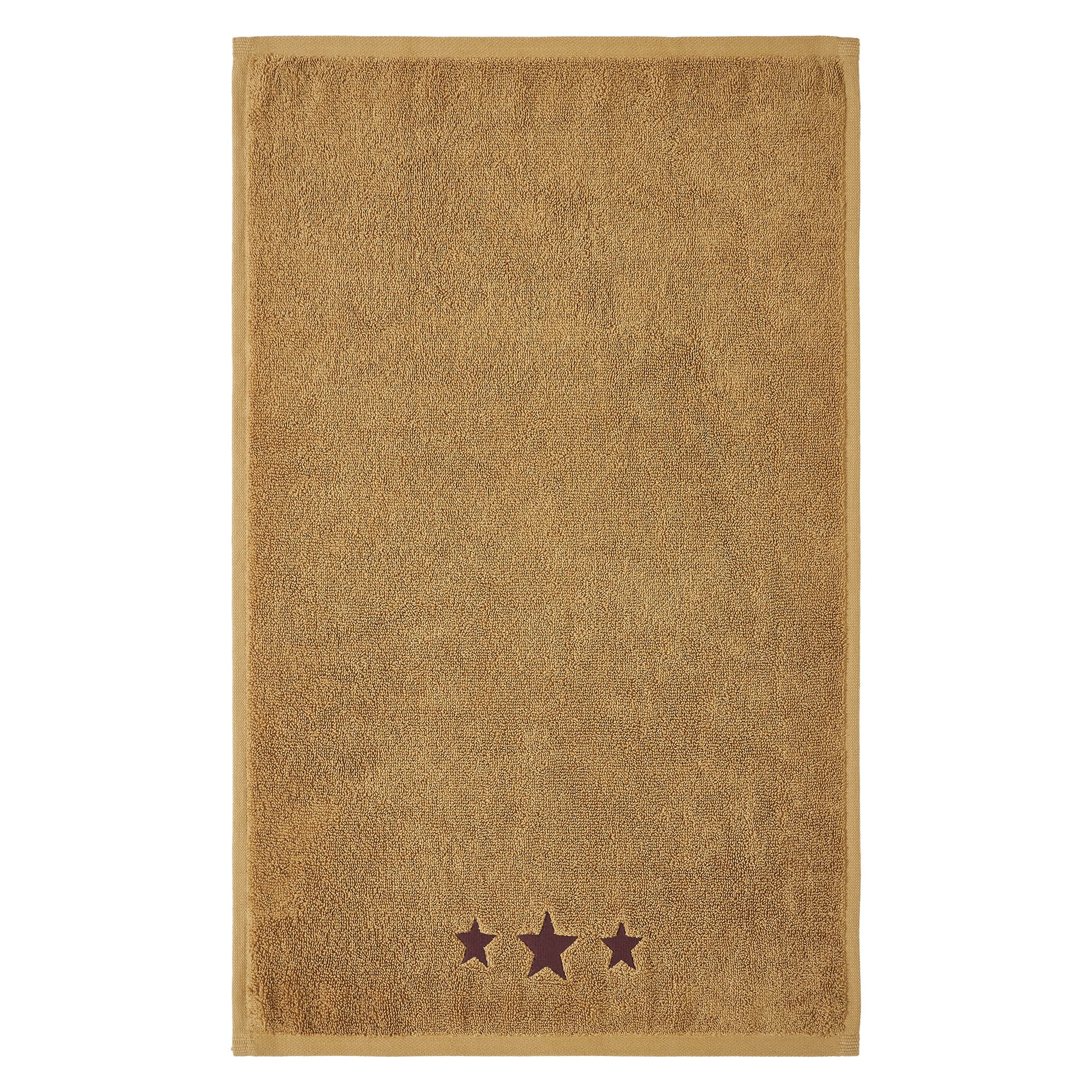 VHC Brands Burgundy Stars Tan Hand Towel Set of 2 16x26