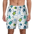 thumbnail image 2 of Picia Cartoon Sea Creatures pattern Mens Swim Trunks with Compression Liner Stretch Beach Shorts Quick Dry with Zipper Pockets No-Chafing Board Shorts-Large, 2 of 9