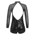 thumbnail image 2 of iEFiEL Girls Sequins Dance Leotard Biketard Mesh Patchwork Jumpsuit Dancewear, 2 of 5