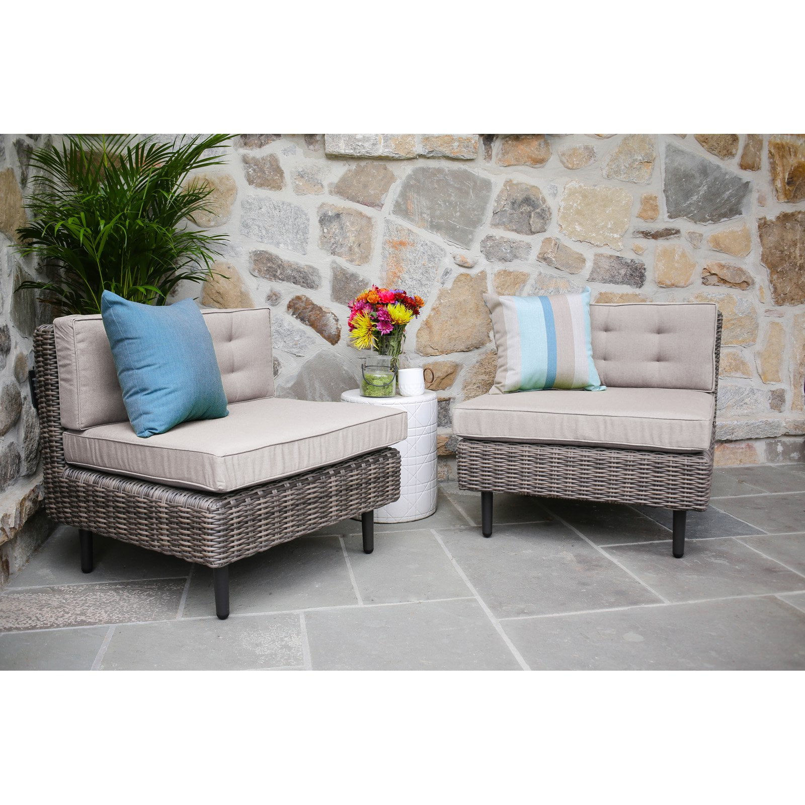 Ae Outdoor Aimee Armless Chairs With Sunbrella Cushions Set Of 2 Ae Outdoor Aimee Armless Chairs With Sunbrella Cushions Set Of 2 Com