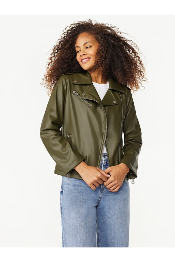 Women's Faux Leather Moto Jacket