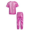 thumbnail image 2 of Zaldita Boys Girls Hip Hop Outfit Tracksuit Kids Shiny Metallic Shirts and Street Pants Bottoms Set Rose Red 11-12, 2 of 5