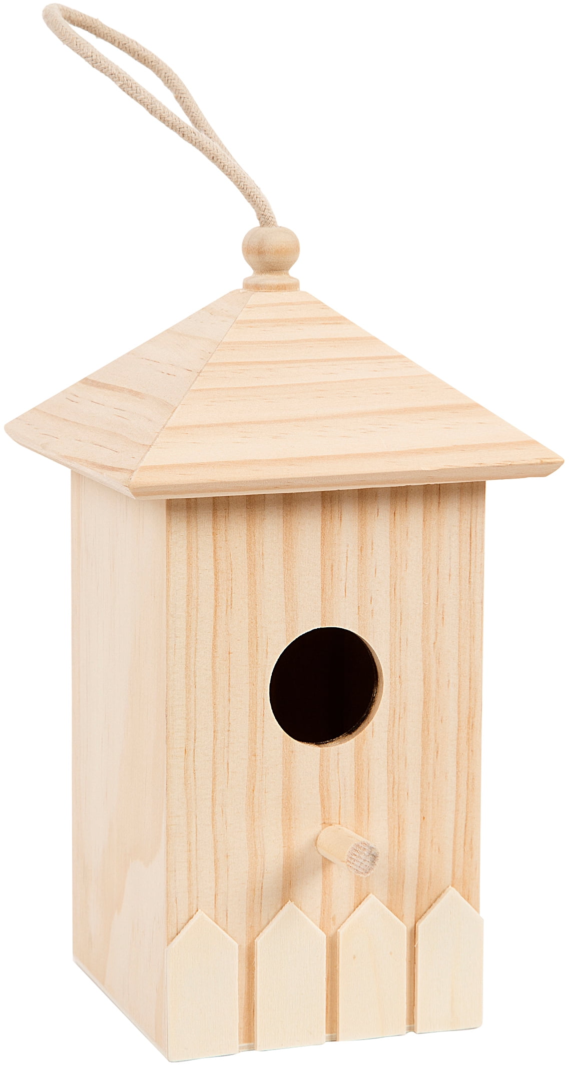 Wooden Birdhouse With Picket Fence 5.1 x 9.1 inches