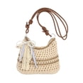 thumbnail image 2 of Bolso hombro tejido para la playa, bolso tote sencillo y elegante para ir al trabajo, negocios o trabajo. Caqui beige, 2 of 8